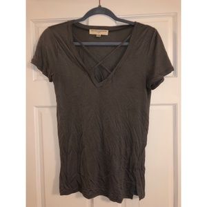 Cross neck tee shirt